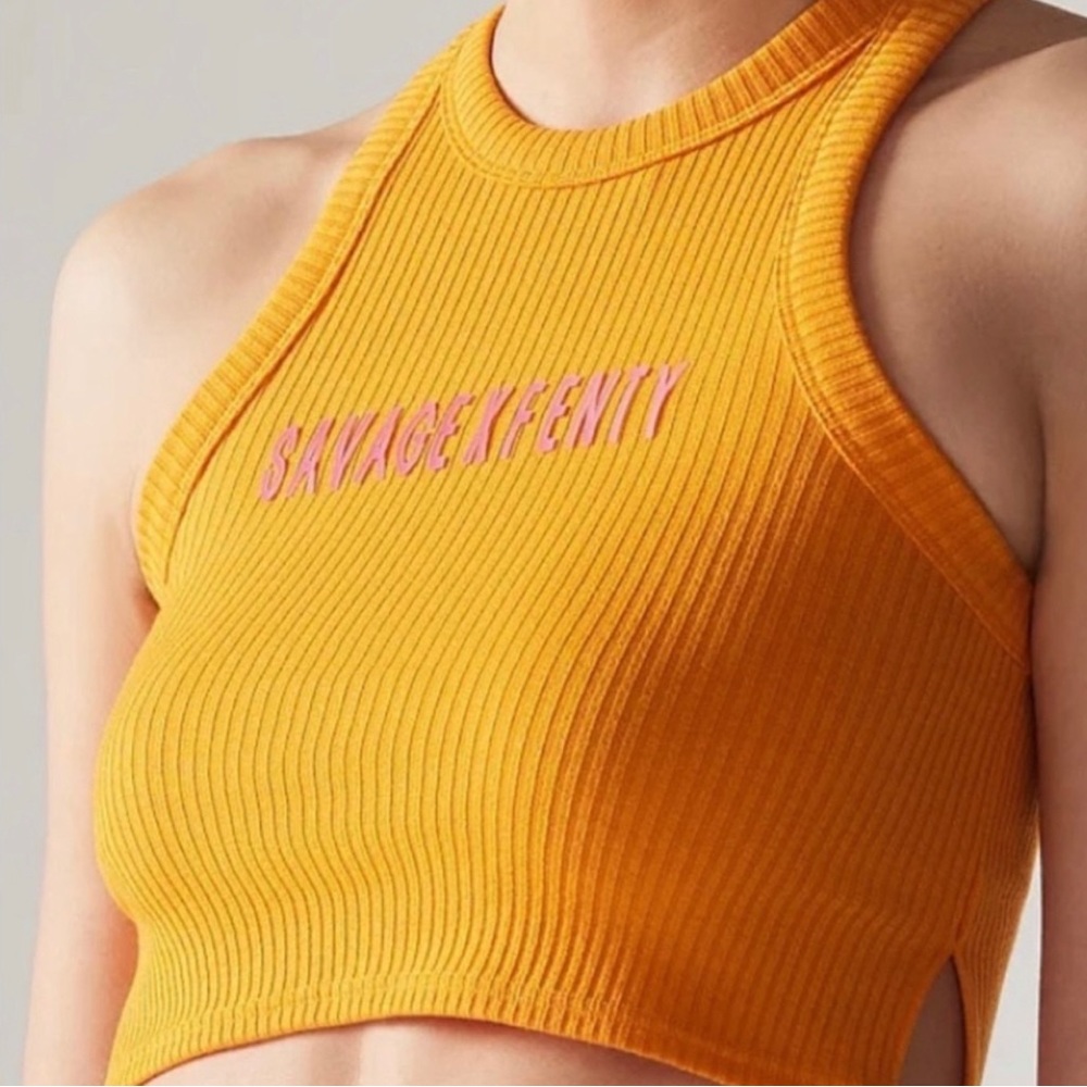 Savage X Fenty Orange Rib Crop Top Size Small